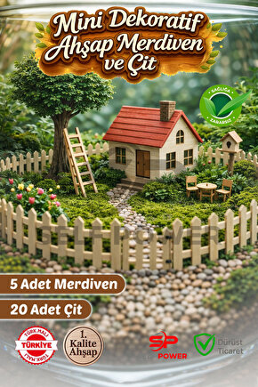 Minİ Dekore Ahşap Çit Ve Merdiven 20 Çit 5 Merdiven