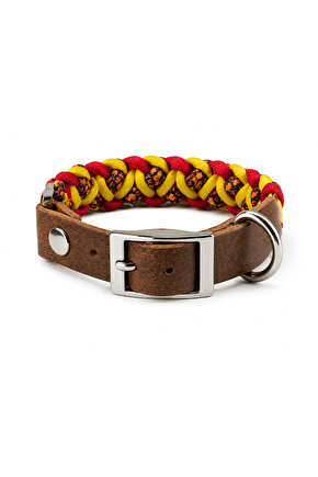 El Yapımı Paracord Köpek Tasması – Hakiki Deri, Dayanıklı Örgü, Metal Tokalı