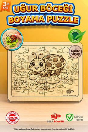 AHŞAP BOYAMA PUZZLE BOYA FIRÇA DAHİL