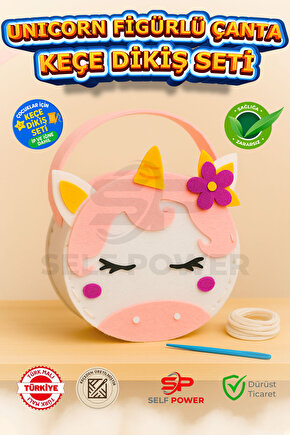 UNICORN FİĞÜRLÜ KEÇE ÇANTA DİKİŞ SETİ