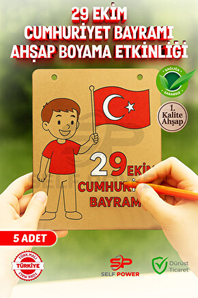 Ahşap Duvara Asılabilir 29 Ekim İçin Ahşap Boyama Kartı