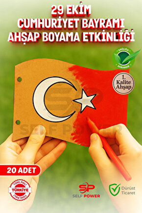 20 Adet 29 EKİM için özel Tasarlanmış Ahşap boyama
