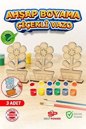 3 Adet Ahşap Süslemeli DIY Boyama El Sanatları için Mükemmel Bahar ve Parti Masa Süslemeleri.