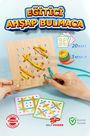 Ahşap Bağlama Tahtası Bulmaca, Eğitici , Mantık  Geliştirir, 3-6 Yaş Aralığı İçin, Beyin Gelişimi