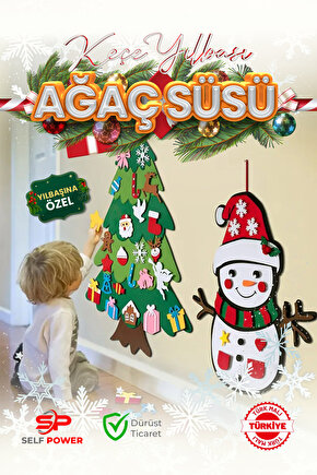 Keçeden Figürler ile oluşan yılbaşı ağacı&süsleri-öğretici eğitici oyunlar