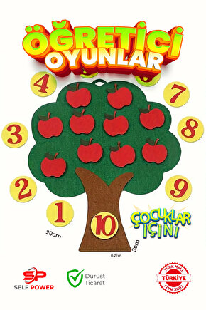 Küçük çocuklar için Elma Ağacı Keçe Panosu, Matematik Oyunları Oyuncakları ,Sayma Oyuncağı