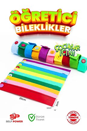 Çoçuklar için Egitici&Öğretici Keçeden Düğme Bileklikler Erken Eğitim ve ince becerileri geliştirme