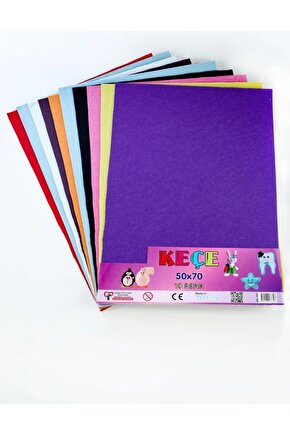 Kalın 10 Renk 450 gr 50x70 Keçe Kansorejen Madde Içermez Hobi Ve Etkinlik Keçesi