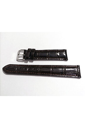 &Her Saate Uyumlu Hakiki Deri Saat Kordonu koyu kahve parlak 20 mm ( 141 -2)