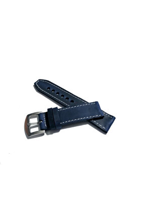 & Fosil & HER SAATE UYUMLU Greyzı Deri Saat Kordonu KOYU LAZİVERT 22 mm (385)