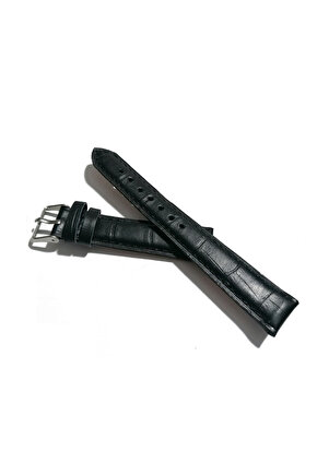 Klasik Saat Deri Kordon Saat Kayışı Siyah - Croco 18 mm (313 )