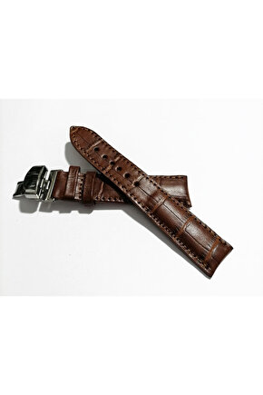 &hertür Saate &uygun  Kelebek  Toka 22 Mm  Kahve Kordon   (184 ) Gumuş   Toka