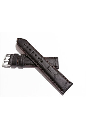 &Her Saate Uyumlu Hakiki  Dana  Derisi  Saat Kordonu 20   mm ( 127 )  mat kahverengi