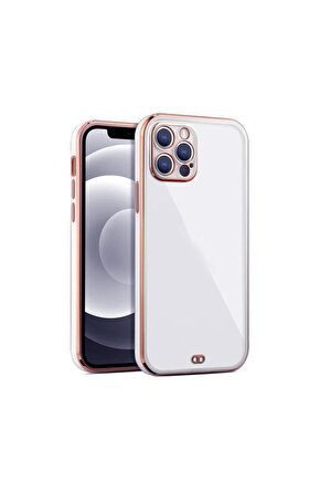 iPhone 13 Pro Uyumlu Arka kapak Kılıf Acık Mavi kenarlı rose