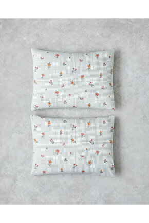 Floral Plaid Kolay Ütülenir 2li Yastık Kılıfı 50x70 cm Pembe - Yeşil
