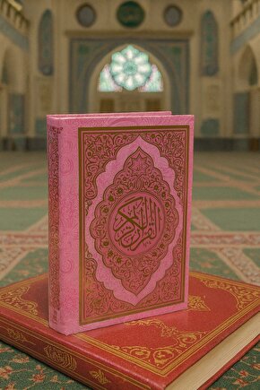 kuranı kerim orta boy pembe renk 17x24 cm renkli kuranı kerim kolay okunabilen