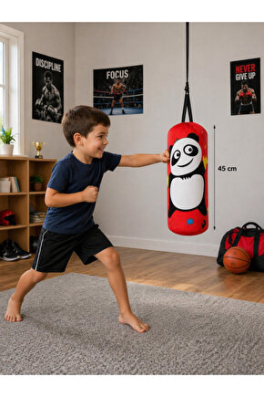 Çocuk Kum Torbası Box Panda Deseni