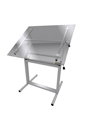70x100 Cm Camlı Teknik Çizim Proje Masası Profesyonel Metal Yükseklik Ayarlı