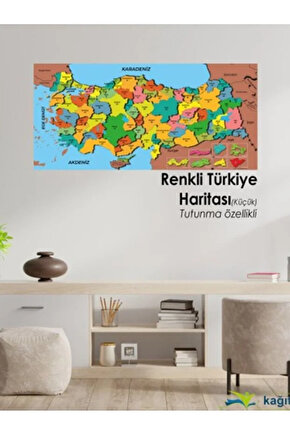 Renkli Türkiye Haritası Kağıt Tahta 56x118 cm