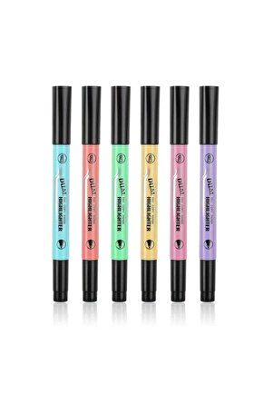 Çok Renkli Pastel Highlighter 6 Renk Fosforlu Kalem Seti Çift Taraflı