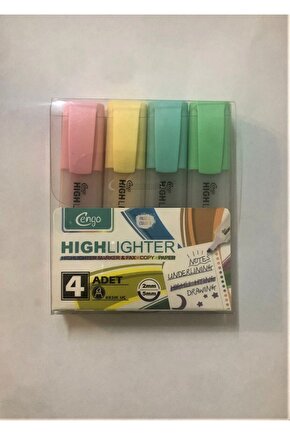 Pastel Renk Fosforlu işaretleme Kalemi 4 Lü Set