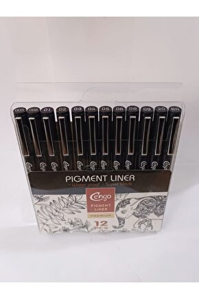 Pigment Marker Teknik Çizim Kalemi , Tüm Dereceler 12 Li Set Siyah