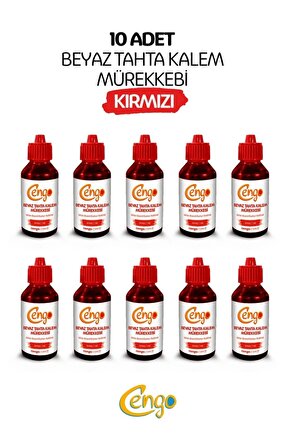 10 Adet Tahta Kalemi Mürekkebi 100 Ml - Kırmızı