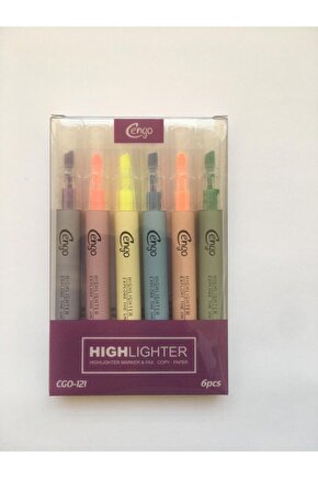 Highlighter Fosforlu Kalem 6’lı Set- Pastel Renkler