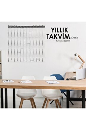 Yıllık Planlayıcı Takvim Çizelgesi 100x100cm Kağıt Tahta + Doldurulabilir Silgili Beyaz