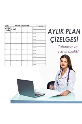 Aylık Planlayıcı Takvim Çizelgesi 100x100 Cm Kağıt Tahta Doldurulabilir Silgili Tahta Kalemi Hediye