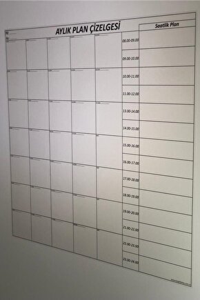 Aylık Planlayıcı Takvim Çizelgesi 100x110 Cm Kağıt Tahta +2 Adet Doldurulabilir Tahta Kalemi Hediye