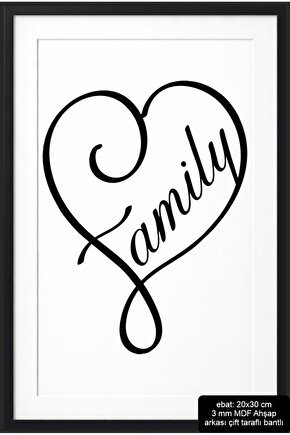 family aile yazılı ev dekorasyonu çerçeve görünümlü mdf tablo ahşap poster
