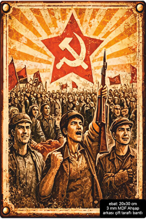 sovyetler devrim sosyalizm siyasi retro ahşap poster mdf tablo pano