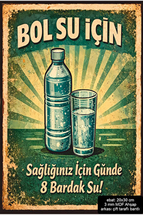 sağlıklı yaşam bol su için dekorasyon mdf tablo retro ahşap poster pano