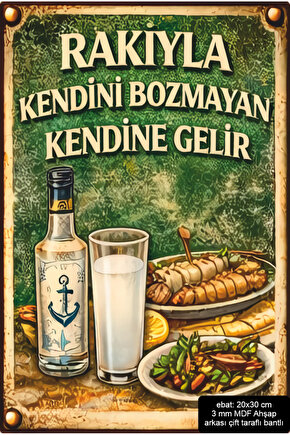 rakı adabı dekorasyon mdf tablo retro ahşap poster pano