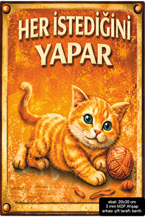 kedi her istediğini yapar ev dekorasyon mdf tablo pano retro ahşap poster