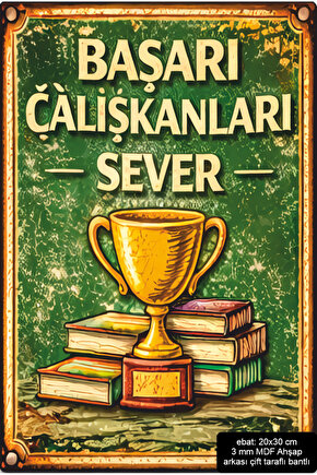 başarı çalışkanları sever sınav yks tyt lgs motivasyon mdf tablo retro ahşap poster