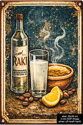 rakı sofrası mdf tablo retro ahşap poster