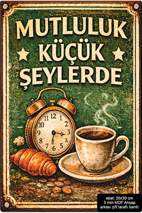mutluluk küçük şeylerde ev mutfak dekorasyon mdf tablo retro ahşap poster