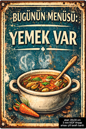 günün menüsü ev mutfak dekorasyon mdf tablo retro ahşap poster