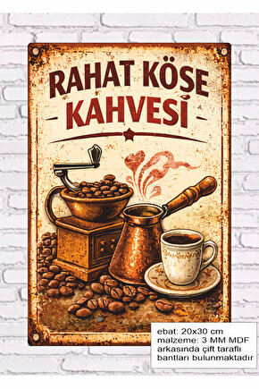 rahatlama kahvesi kahve köşesi dekorasyonu mdf tablo retro ahşap poster