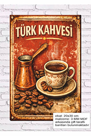 trk kahvesi cezve fincan kahve köşesi dekorasyonu mdf tablo retro ahşap poster