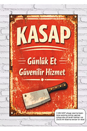 eski nostaljik mahalle serisi kasap dükkanı esnaf mdf tablo retro ahşap poster