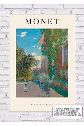 claudae monet the artist house at ergenteuil tablosu mdf tablo ahşap poster
