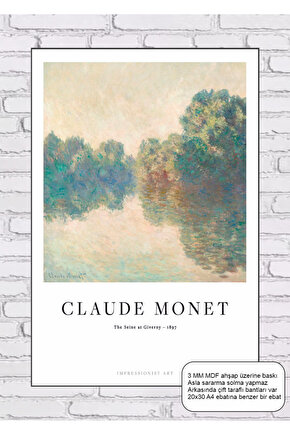 claude monet the seina at giverny tablosu mdf tablo ahşap poster
