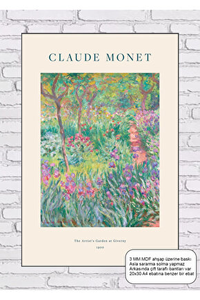 claude monet the artists garden at giverny tablosu mdf tablo ahşap poster