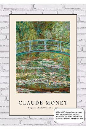 claude monet bridge over a pond of water lilies tablosu mdf tablo ahşap poster