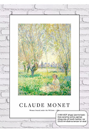 claude monet woman seated under the willos tablosu mdf tablo ahşap poster