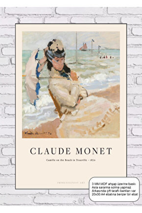 claude monet camille on the beach in trouville tablosu mdf tablo ahşap poster