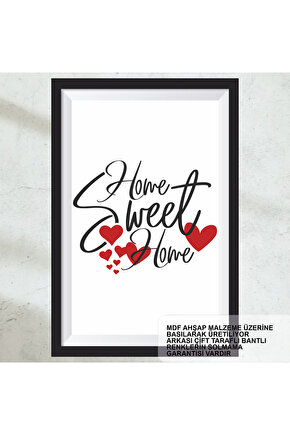 evim güzel evim, home sweet home ev aile sözleri dekorasyon çerçeve görünümlü ahşap tablo poster
